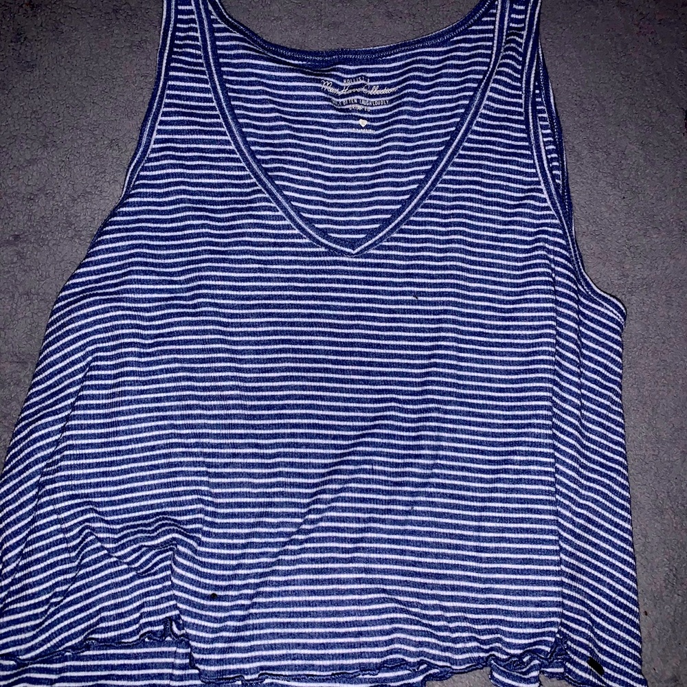 hollister blue and white striped tank